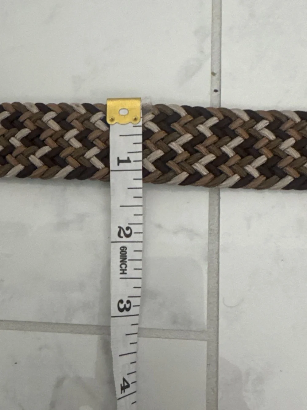 Braided Stretch Belt in Brown Multi-Tone with Leather Trim